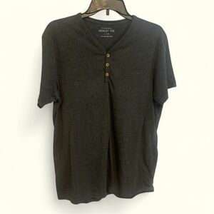 Cotton On Garments Henley Tee unisex v neck button grey size Large blokecore